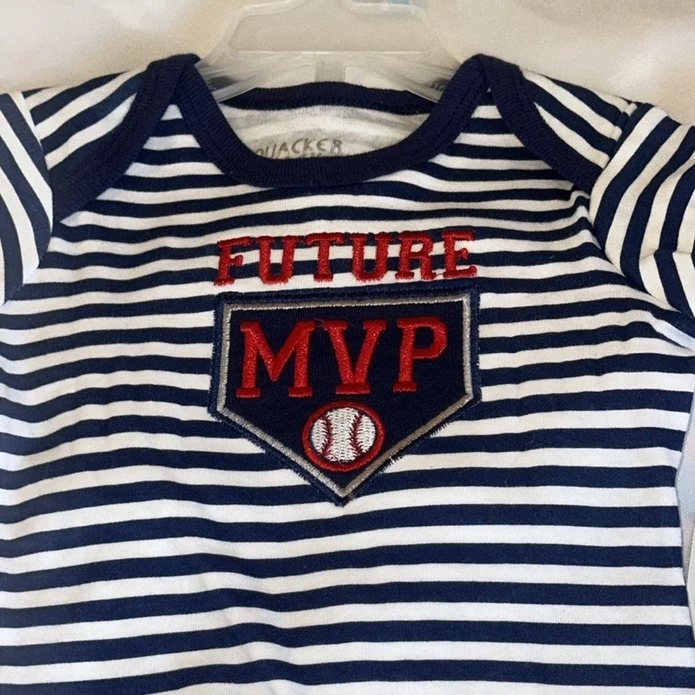 Quacker Jack Baby Boy 3PC Baseball Outfit Set Future MVP Navy Grey 3-6M NEW